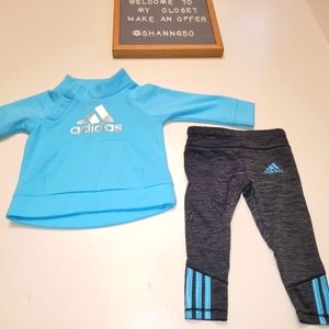 Adidas Baby Girl Blue & Black Matching Athleisure Outfit - Size 6 Months